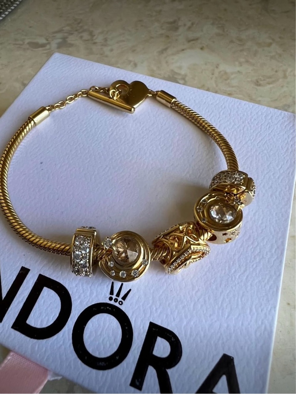 Authentic Pandora Moments Heart T-Bar Snake Chain Bracelet